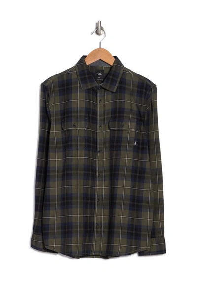 Shop Vans Sycamore Plaid Flannel Button-up Shirt In Grape Leaf/dress Blues