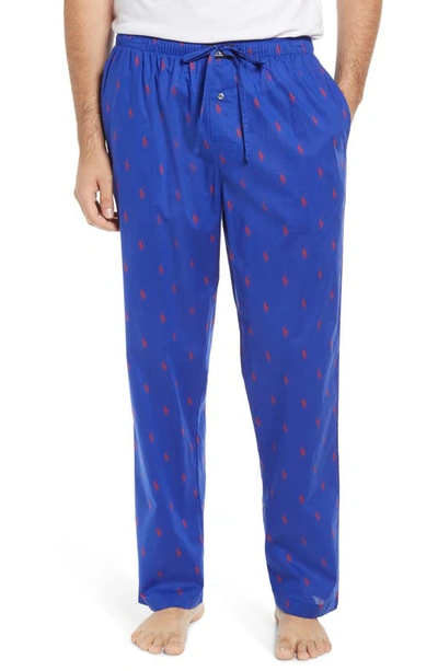 Shop Polo Ralph Lauren Print Woven Pajama Pants In Royal Blue