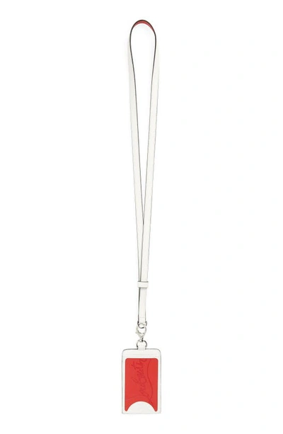 Shop Christian Louboutin Miloucah Leather Lanyard Card Holder In Loubi/ Snow