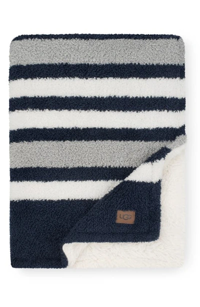 Shop Ugg Ana Stripe Throw Blanket In Navy Multi