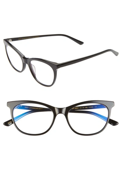 Shop Diff Jade 51mm Blue Light Blocking Cat Eye Glasses In Black/ Clear