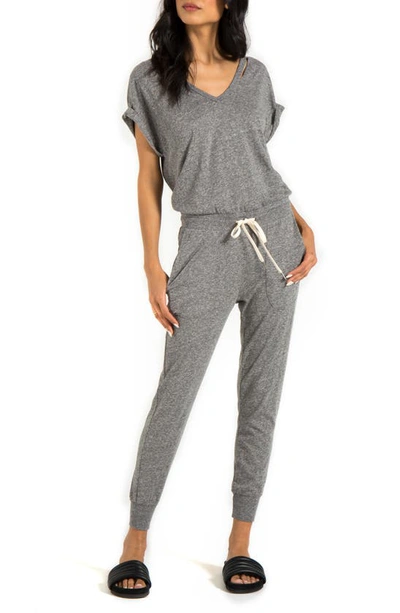 Shop N:philanthropy Space Deconstructed Jumpsuit In Heather Grey