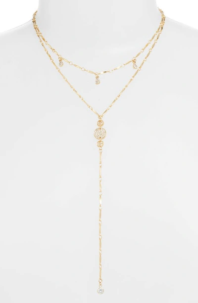 Shop Ettika Layered Cubic Zirconia Lariat Necklace In Gold