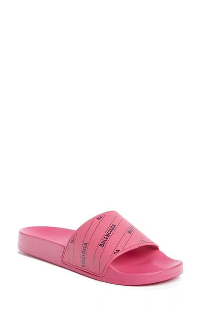 Shop Balenciaga Logo Pool Slide Sandal In Pink