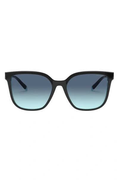 Shop Tiffany & Co 54mm Gradient Sunglasses In Black Blue/ Azure Gradient