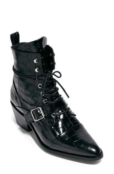 Shop Allsaints Katy Boot In Black Crocodile Leather