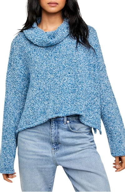 Shop Free People Bff Cowl Neck Sweater In Blue Marine