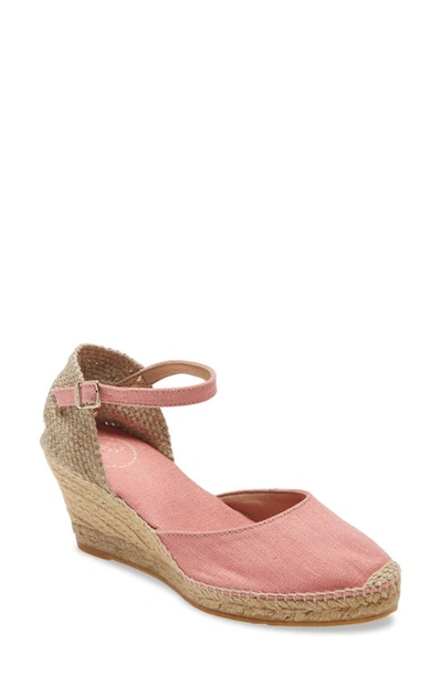 Shop Toni Pons 'caldes' Linen Wedge Sandal In Coral