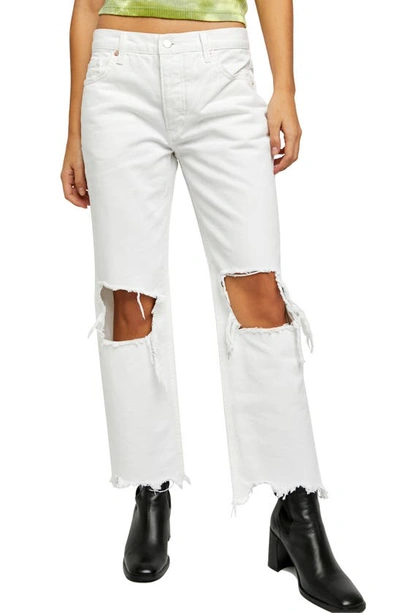 Free People Maggie Mid Rise Straight Leg Jeans In Optic White | ModeSens