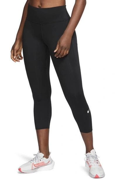 Shop Nike Epic Luxe Crop Pocket Running Tights In Black/ Reflective Silver