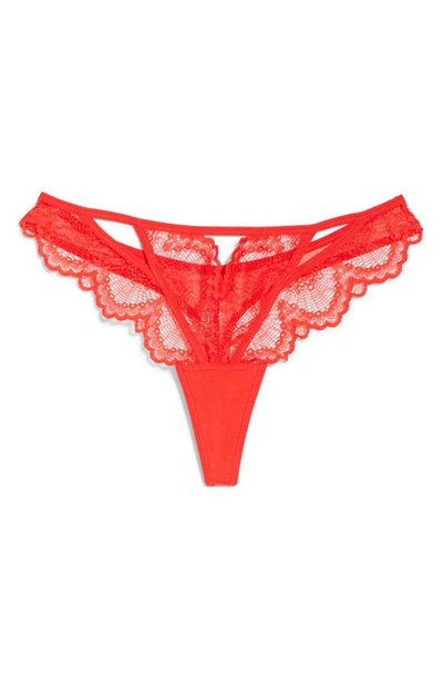 Shop Thistle & Spire Kane Cutout Lace Thong In Blood Orange