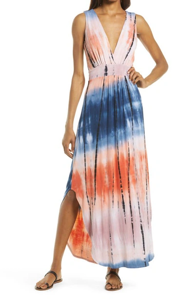Shop Fraiche By J Tie Dye V-neck Jersey Dress In Multi