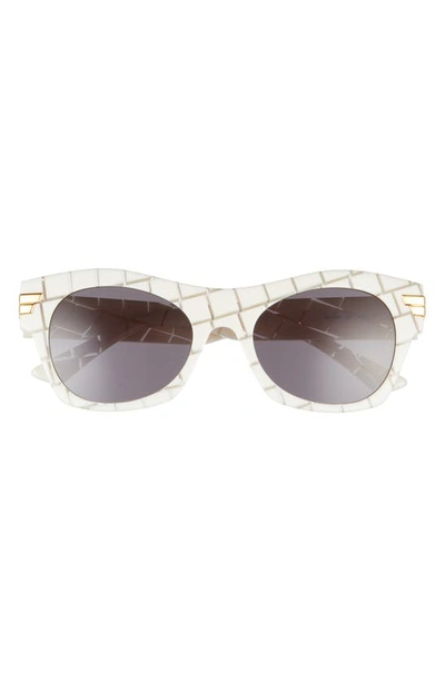 Shop Bottega Veneta 54mm Square Sunglasses In Ivory/ Grey