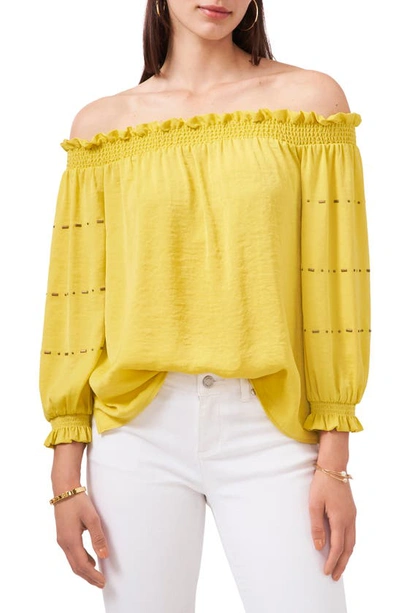 Shop Vince Camuto Off The Shoulder Ruffle Blouse In Citronelle