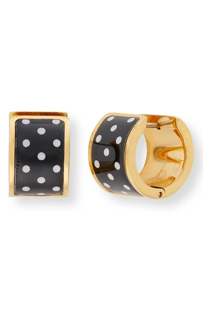 Shop Kate Spade Huggie Earrings In Black/white