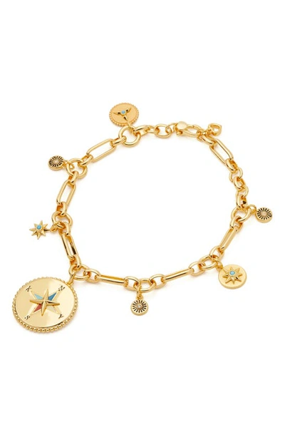 Shop Kate Spade My Medallion Charm Bracelet In Gold Multi
