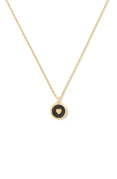 Shop Kate Spade Heartful Mini Pendant Necklace In Black