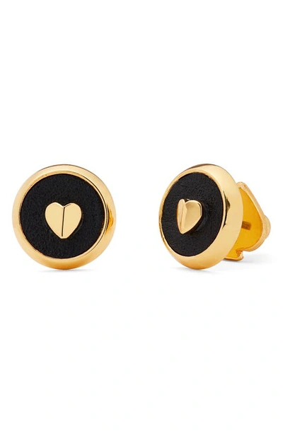 Shop Kate Spade Heartful Stud Earrings In Black