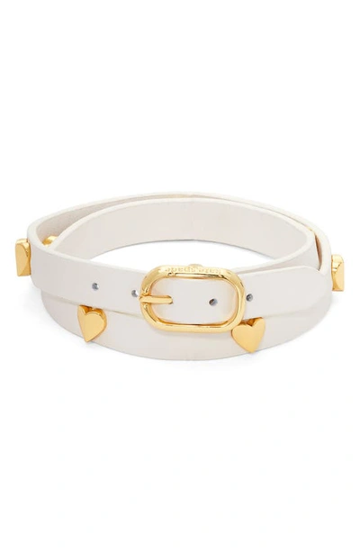 Kate Spade Heartful Leather Wrap Bracelet In Parchment | ModeSens