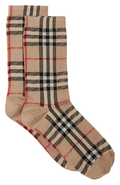 Shop Burberry Check Ankle Socks In Archive Beige