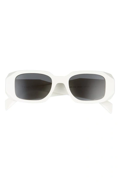 Shop Prada Runway 49mm Rectangular Sunglasses In Talc/ Dark Grey