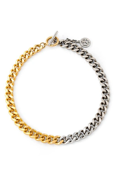 Shop Ben-amun Two Tone Chain Link Necklace In Gold Silver
