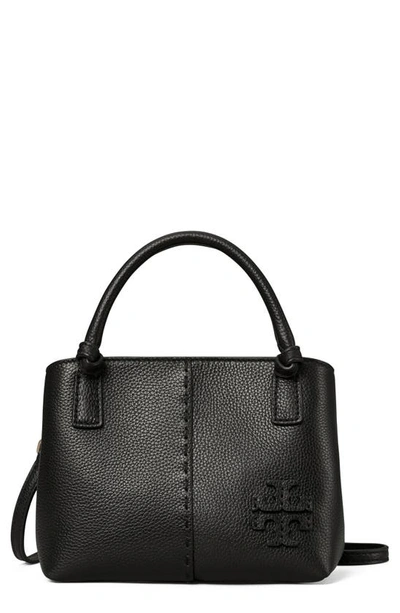 Shop Tory Burch Mcgraw Mini Leather Satchel In Black