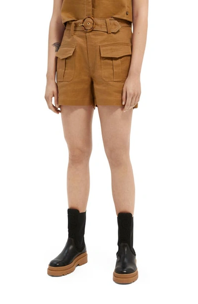 Shop Scotch & Soda Belted Utility Shorts In Sand