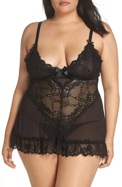 Oh La La Cheri + Valentine Soft Cup Babydoll Chemise & G