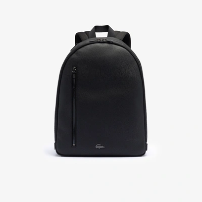 Shop Lacoste Unisex Soft Matte Full-grain Leather Flat Backpack - One Size In Black