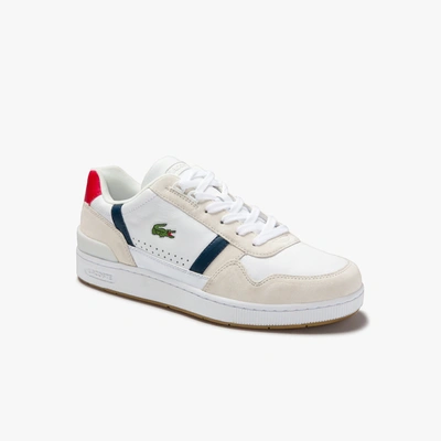 Shop Lacoste Men's T-clip Multicolor Leather & Suede Sneakers - 10.5 In White
