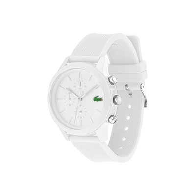 Shop Lacoste Men's  12.12 Chronograph Watch With White Silicone Strap - One Size