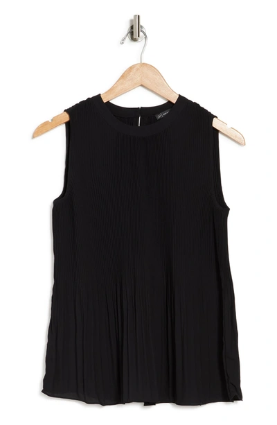 Shop Adrianna Papell Pleated Sleeveless Tank Top In Black