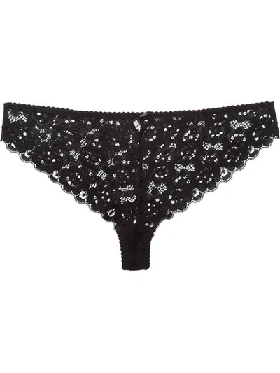 Fleur Du Mal Crochet Lace Hipster Brief In Black