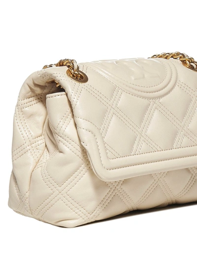 Shop Tory Burch Fleming Quilted Chain Shoulder Bag In White