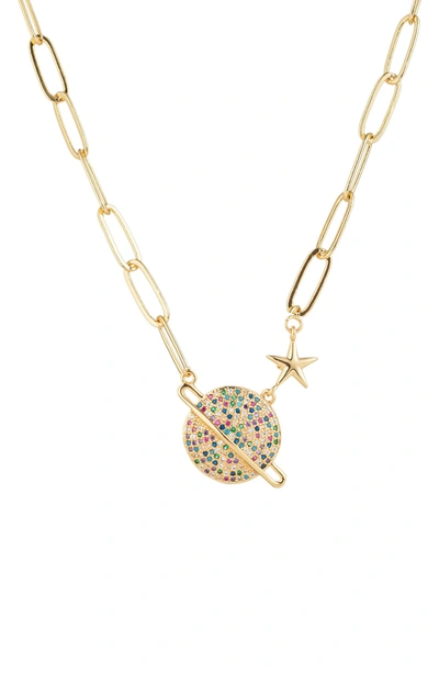 Eye Candy Los Angeles Celestial Paperclip Cz Necklace In Gold