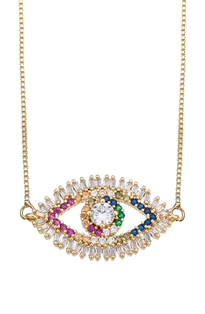 Shop Eye Candy Los Angeles Rainbow Cz Evil Eye Pendant Necklace In Gold
