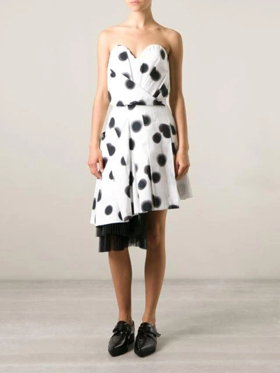 Shop Marc By Marc Jacobs Blurred Dot Strapless Dress - White