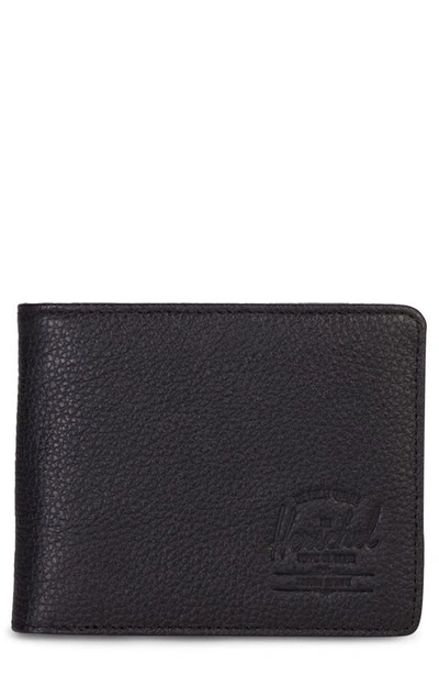 Shop Herschel Supply Co Hank Leather Wallet In Black Pebbled Leather