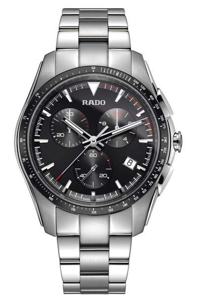 Shop Rado Hyperchrome Chronograph Bracelet Watch, 45mm In Silver/ Black/ Silver