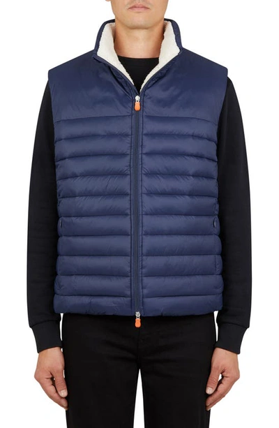 Shop Save The Duck Fleece Lined Puffer Vest In Navy Blue