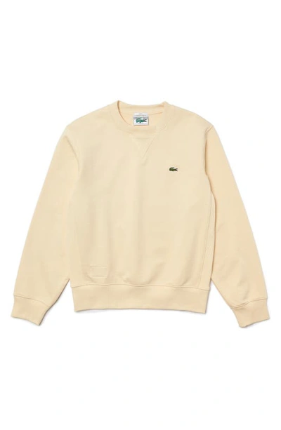 Shop Lacoste Ribbed Side Organic Cotton Sweatshirt In Naturel Clair