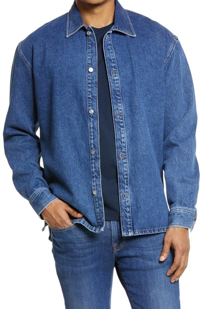 Shop Frame Denim Shirt Jacket In Blue Washed
