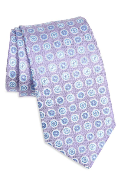 Shop David Donahue Medallion Silk Tie In Purple