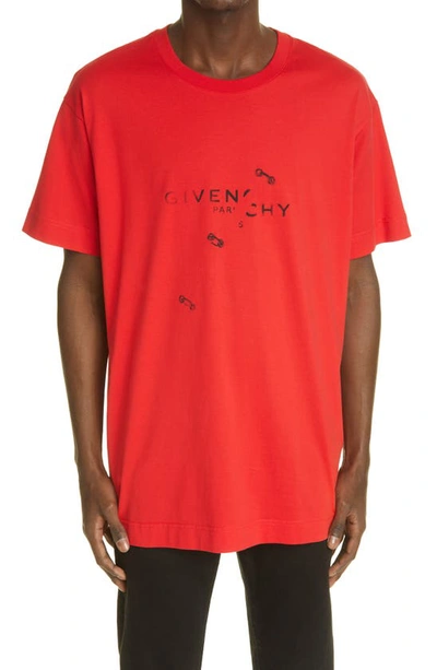 Shop Givenchy Trompe L'oeil Ring Logo Graphic Tee In Red