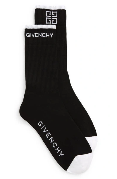 Shop Givenchy 4g Logo Socks In Black/ White