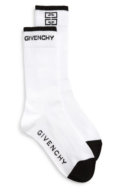 Shop Givenchy 4g Logo Socks In White/ Black