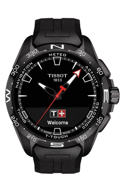 Shop Tissot T-touch Connect Solar Smart Silicone Strap Watch, 47.5mm In Black