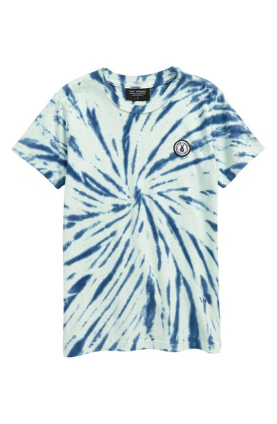 Shop Tiny Whales Kids' Low Tide Tie Dye T-shirt In Seafoam/ Navy Tie Dye