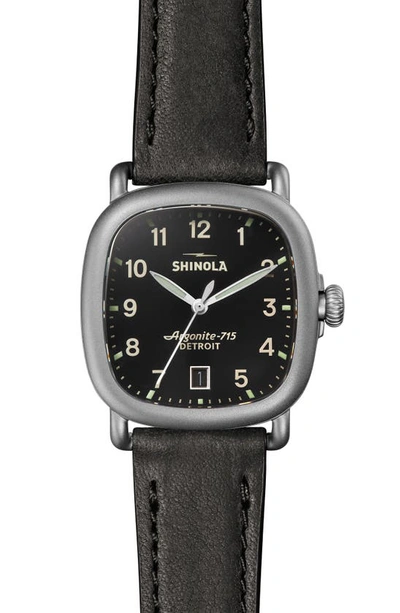 Shop Shinola The Guardian Leather Strap Watch, 36mm In Black